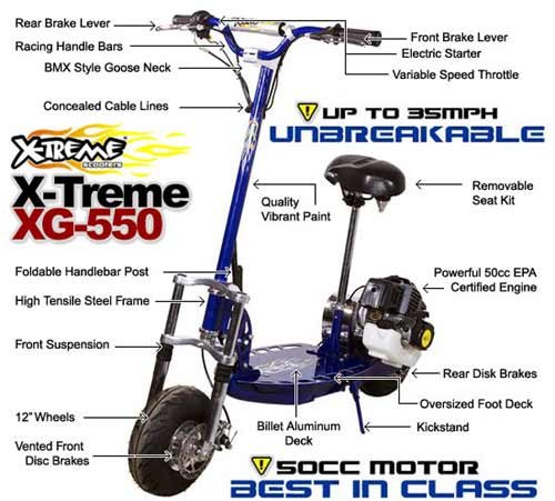 FAST Gas Scooter Model XG-550 (Includes EPA Certified Gas Engine)