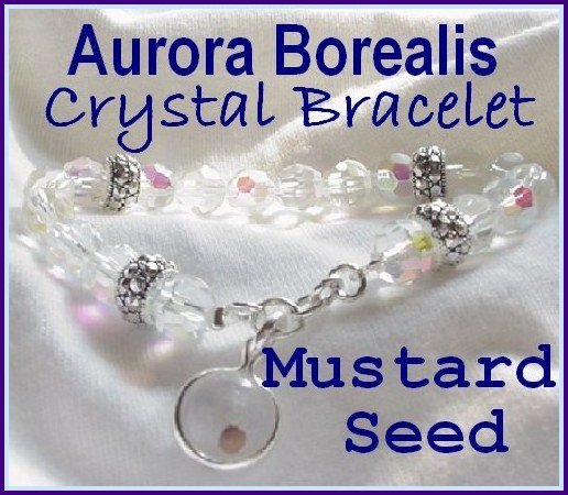 Carols Accents" Mustard Seed Charm Bracelet AB Crystal