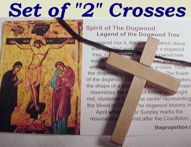 My Jesus" Wood Cross Necklaces "Dogwood Christian Story"