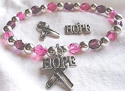 Breast Cancer Fund Raiser Awareness Hope Bracelet with Ribbon - set of 12 Bracelets