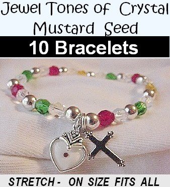 Set of 10 Mustard Seed Jewel Tone Bracelets