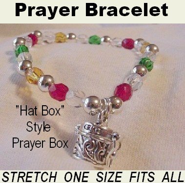 Colors Crystal Prayer Box Charm Bracelet with Gift Box