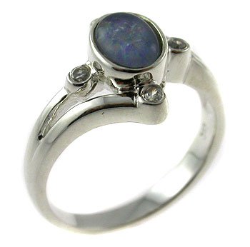 Genuine Triplet Opal & CZ With 925 Sterling Silver Ring