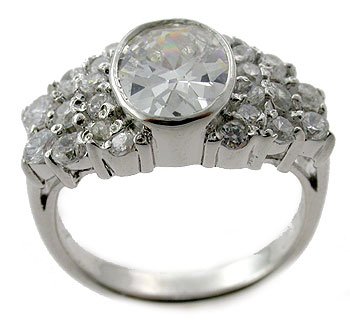 925 Silver With Created Diamond Ring