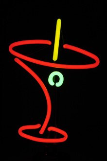 12" x 7" Neon Martini Glass Sign.