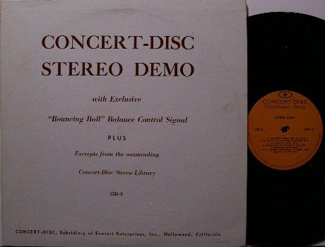 Concert Disc Stereo Demo - Vinyl LP Record - Hi Fi Test Album - Bouncing Ball Signal - Odd Unusual