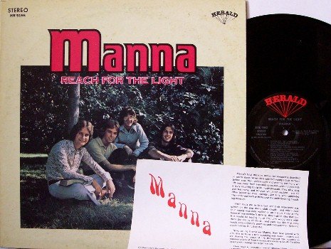 Manna - Reach For The Light - Vinyl LP Record + Insert - 70's Xian Folk Rock