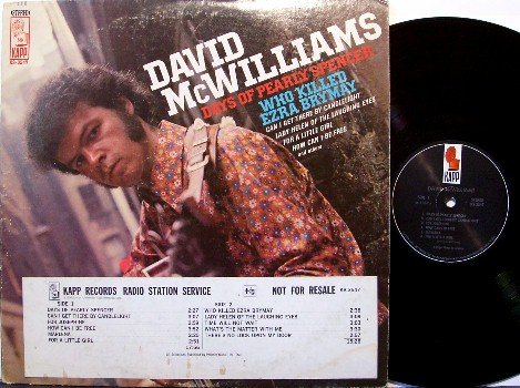 McWilliams, David - Days Of Pearly Spencer - Vinyl LP Record - Mc Williams - Folk Rock