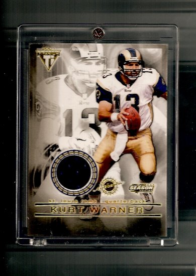 2001 Private Stock Titanium Kurt Warner Game-Used Jersey card - Rams