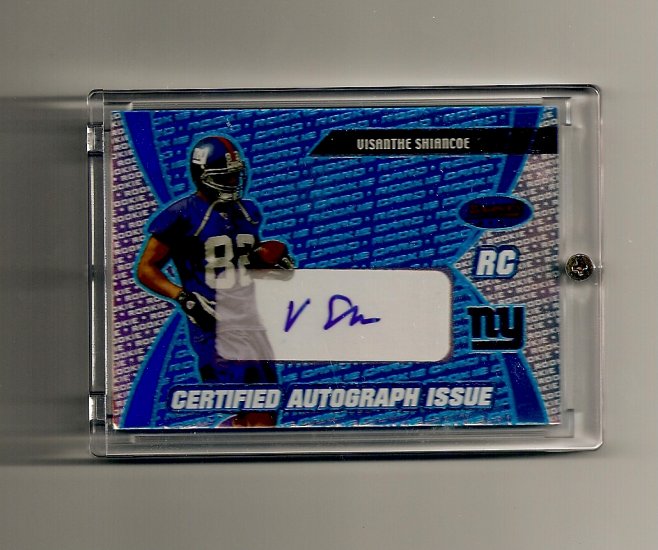 2003 Bowman's Best Certified Autograph Issue BLUE Visanthe Shiancoe Rookie card #'d 063/499 - Giants