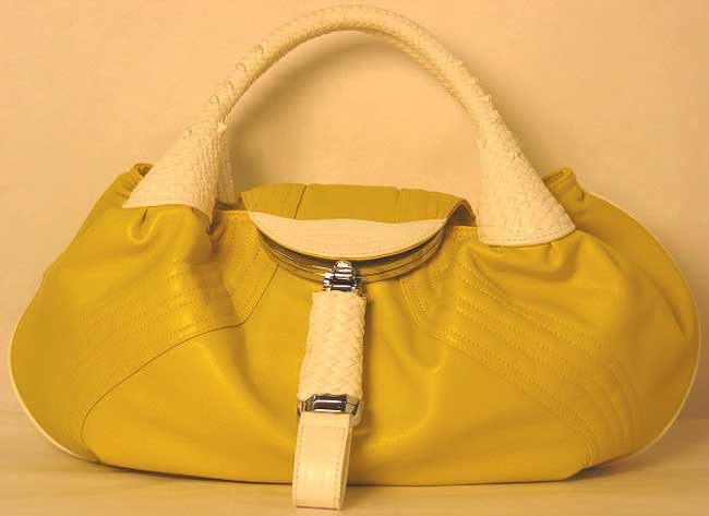 Designer Inspired Spy Bag Yellow White Satchel