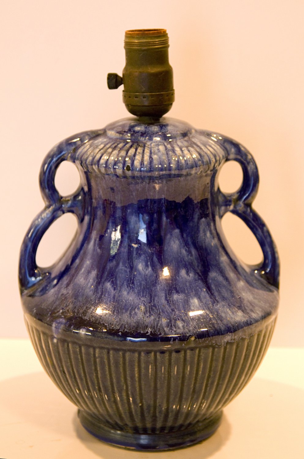 1940's Mid Century Blue Drip Glaze Pottery Lamp McCoy?