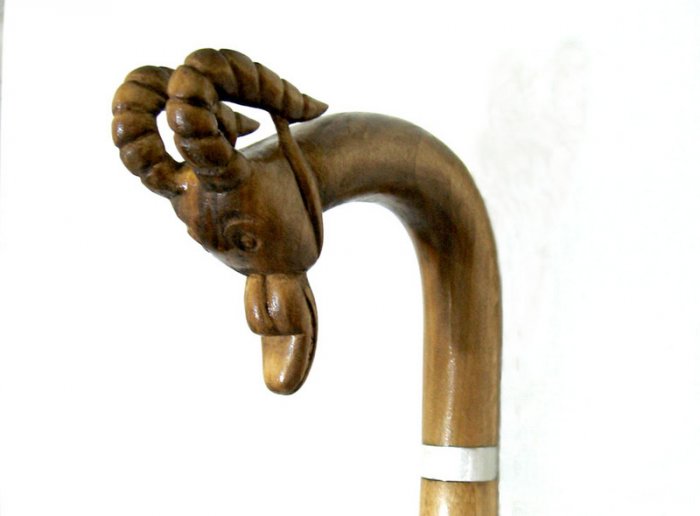 HAND CARVED Wooden Cane - Walking Stick - Teak