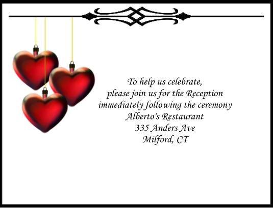 Hanging Hearts recption cards