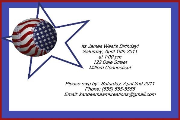Baseball kids birthday invitations