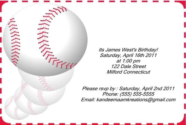 Baseball2 kids birthday invitations