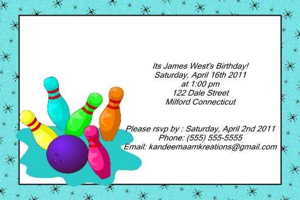 Bowling kids birthday invitations