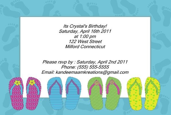 Flip Flop kids birthday invitations