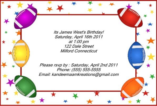 Football1 kids birthday invitations