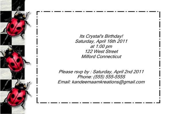 Ladybug kids birthday invitations