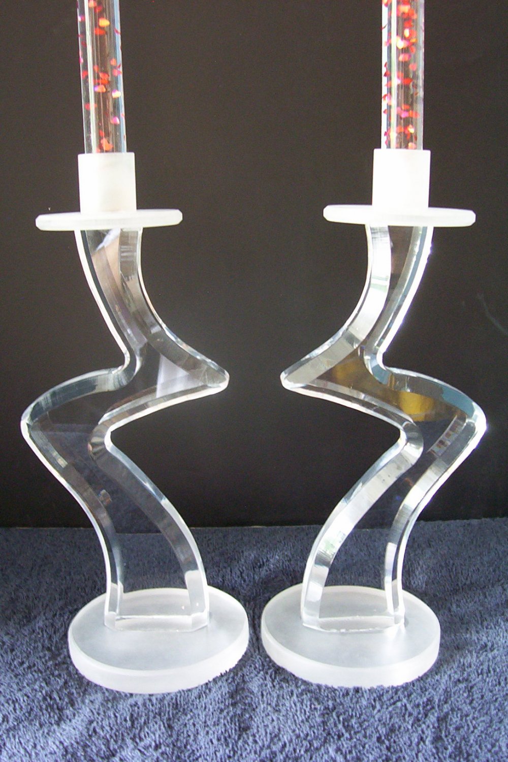 Abstract Funky Modern Unique Lucite Acrylic Candle Holders Candleholder