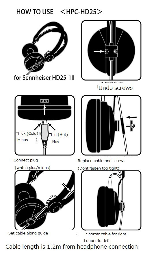 Oyaide HPC-HD25 Headphone Lead Cable 1.2m Sennheiser HD25-1 II Yellow