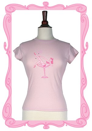 Pin Up Beauty in Champagne Glass with Rhinestones, Tee Shirt, Size Medium
