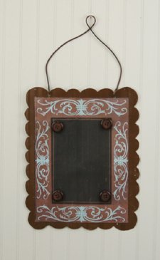 Blue Design on Recycled Metal Magnet Frame with Button Magnets