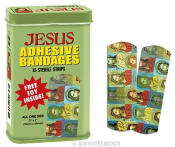 Jesus Print Bandaids, Collectible Tin, Free Toy Inside