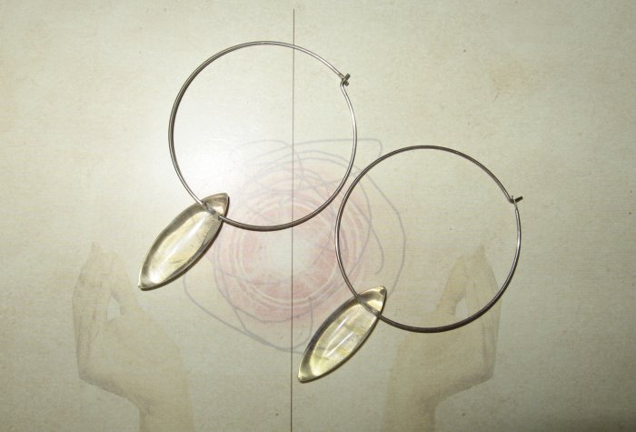 Resin Drop Beads on Silver Hoop Earring