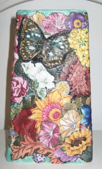 Hand Stitched Flower Design Vase Cover, Glass Vase Inside