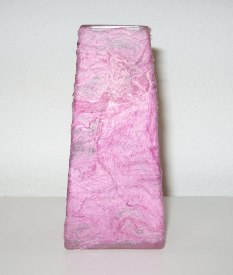 Hand Dyed Silk Wrapped Over Glass Pyramid Vase