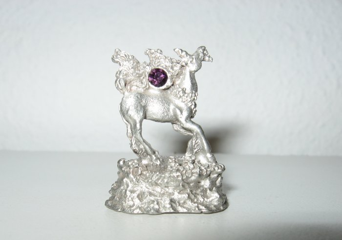 Pewter Unicorn Figure with Purple Stone