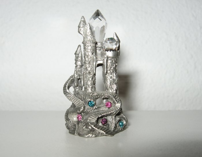 Pewter Castle with Crystals and Colored Stones