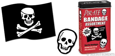 Assorted Pirate Print Bandaids, Collectible Tine, Free Toy Inside