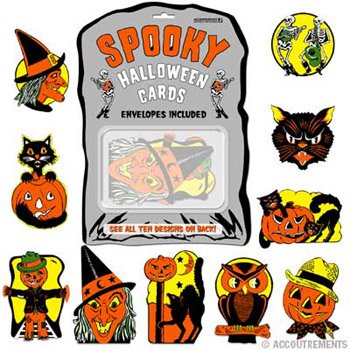 Retro Print Halloween Card Set