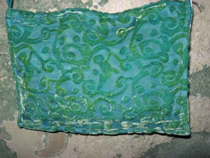 Hand Stitched Teal Velvet Design Purse