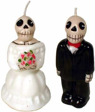 Day of the Dead Skeleton Wedding Couple Candle Set
