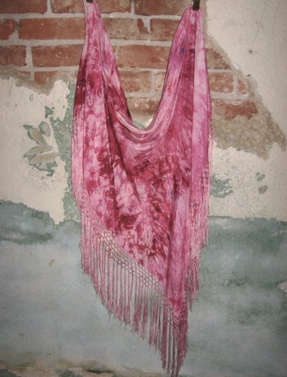 Beautiful Hand Dyed Shades of Pink Silk Shawl with Fringe