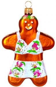 Hand Blown Glass Ornament, Beach Gingerbread Girl