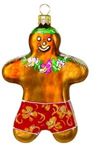Hand Blown Glass Ornament, Beach Gingerbread Man