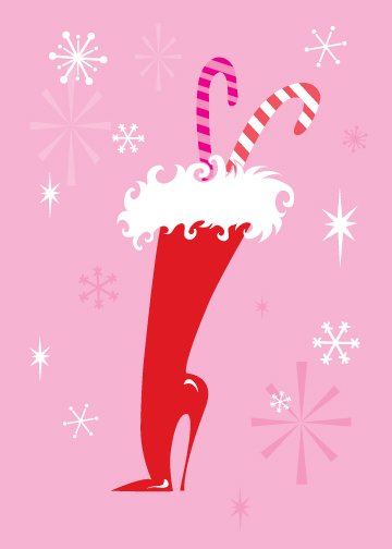 Sexy Santa Boot, Christmas Card