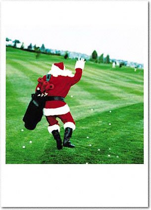 Golfing Santa Christmas Card
