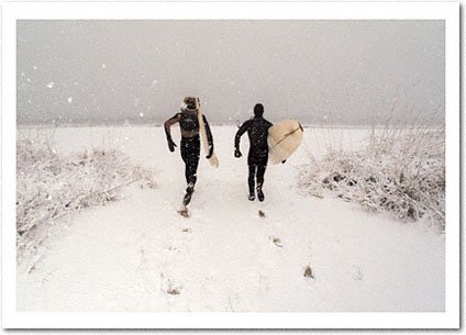 Surfers in the Snow Holiday Card