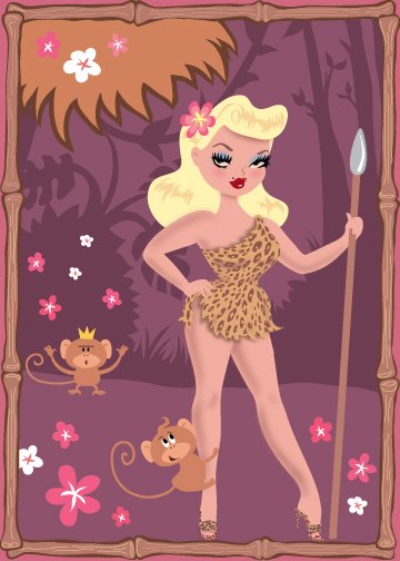 Pin Up Queen of the Jungle Birthday Card