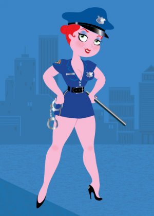 Pin Up Police Officer Birthday Card