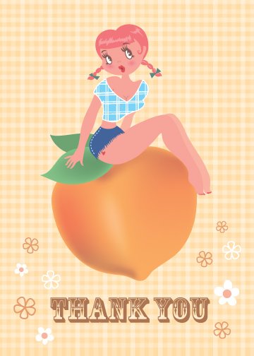 Cowgirl and Peach Thank You Card