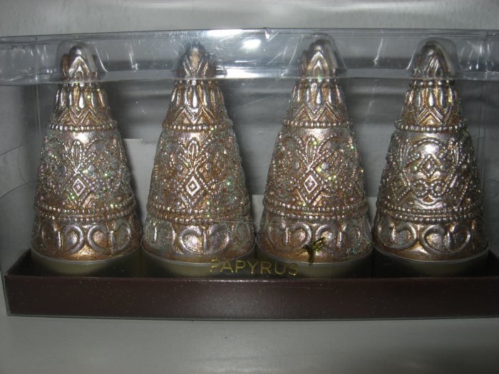 Set of Four Sparkle Christmas Trees, Tea Light Candles