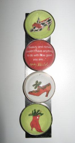 Set of Four Andy Warhol Holiday Shoe and Quote Magnets