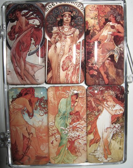 Set of Six Art Nouveau Magnets